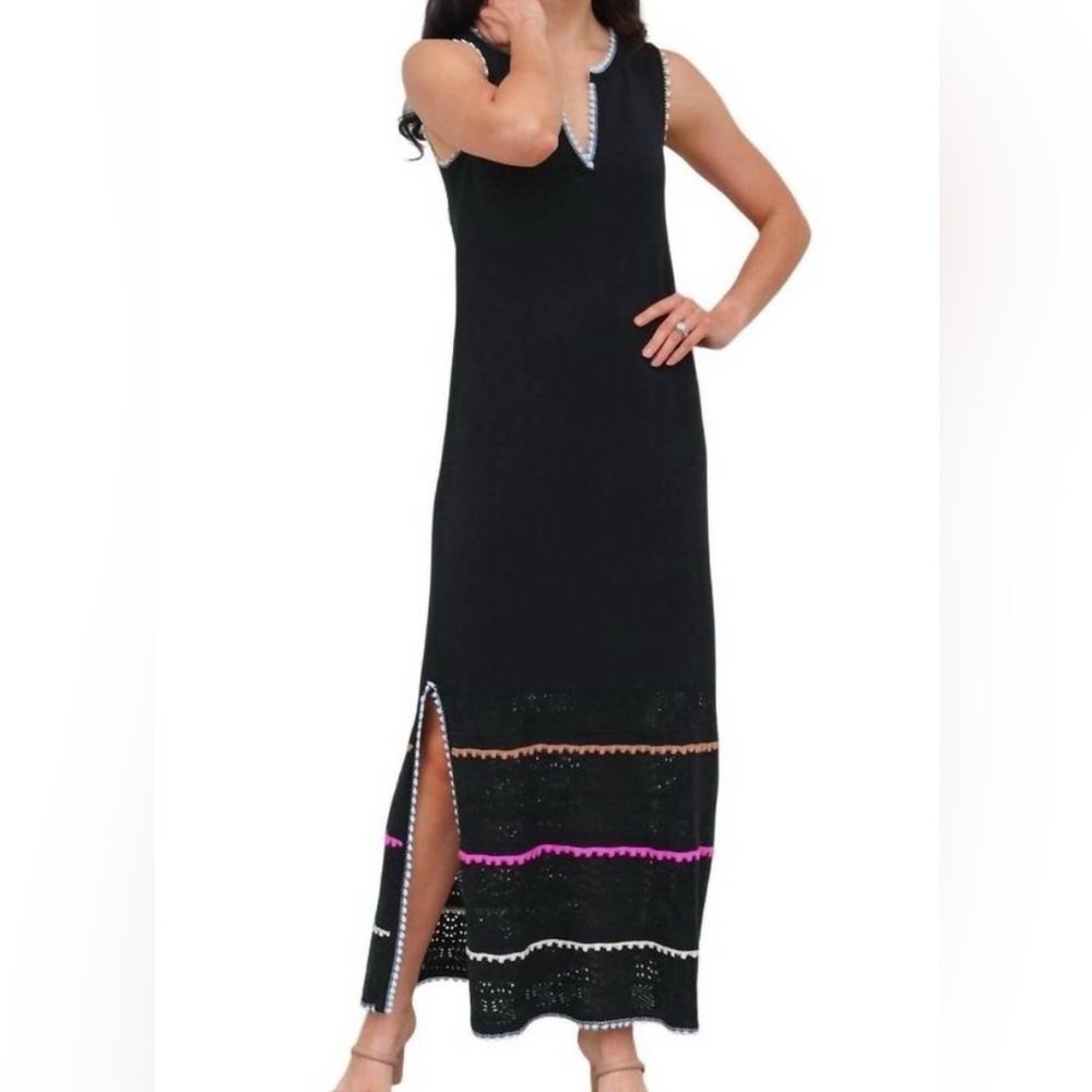 NWT Lisa Todd $245 Beach Please‎ Knit Midi Dress Women's Size Medium black